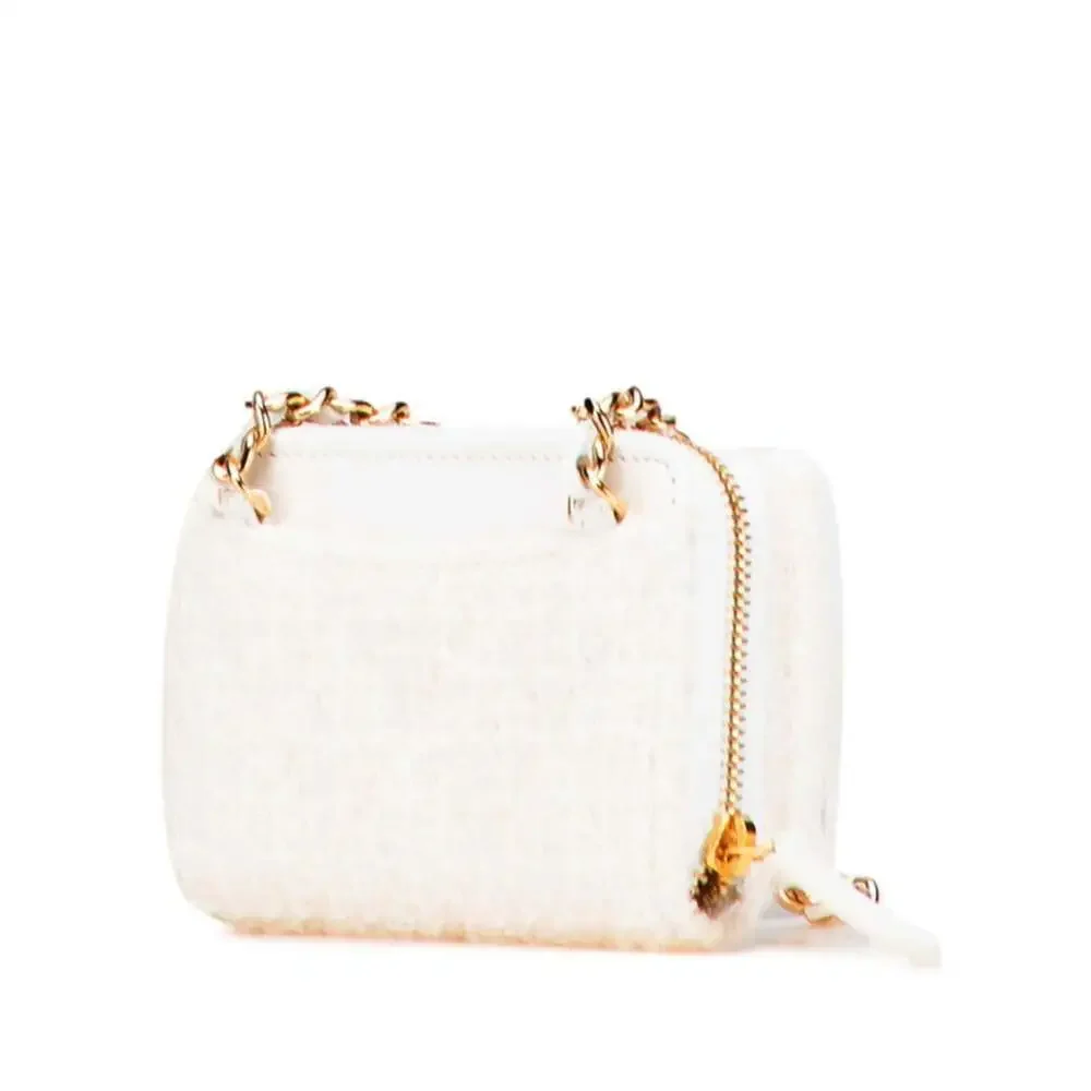 CHANEL Authentic White Leather Logo Wallet